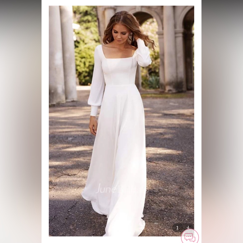June Bridal Long Sleeve Button Back And Sleeve Dress, Brand New With Tags, Sz 12